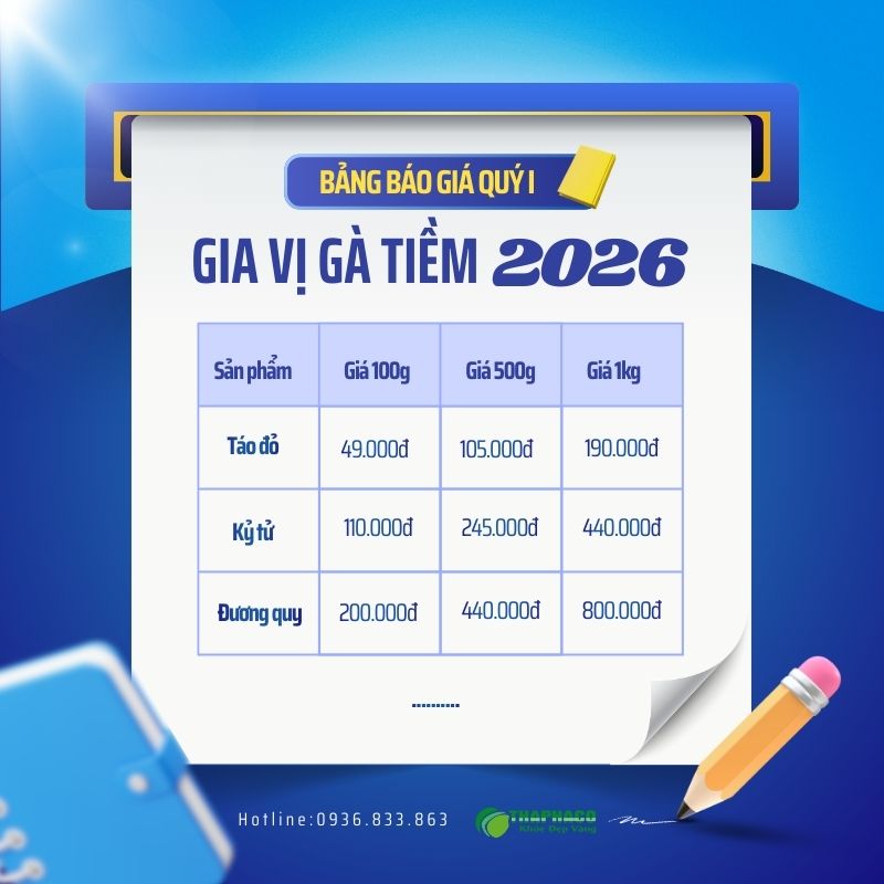 Bảng báo giá gia vị gà tiềm thuốc bắc quý I 2026 - THAPHACO