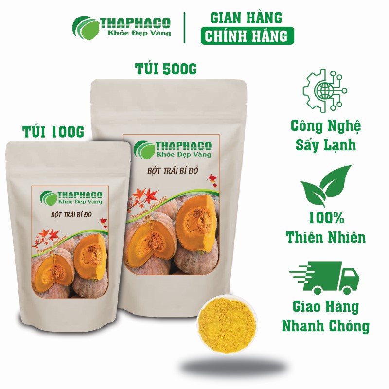 THAPHACO bán lẻ túi 100g bột trái bí đỏ khô giá rẻ tại TP.HCM