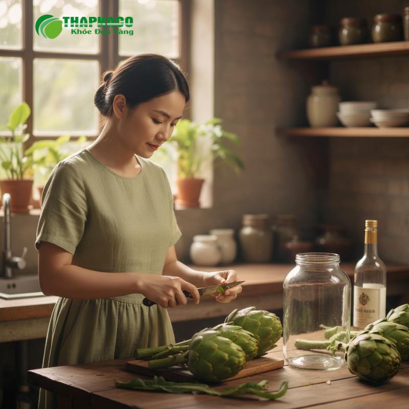 Chuẩn Bị Nguyên Liệu Cần Thiết (Hoa Atiso, Rượu, Bình Ngâm)